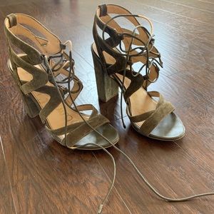 Sam Edelman Suede Lace Up Chunky Heels 7.5